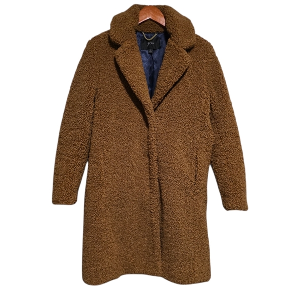 J. Crew Teddy Sherpa Topcoat in Warm Brandy Size Small - Picture 3 of 5
